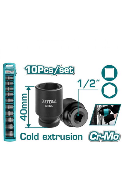TOTAL - Set chei tubulare de impact - 10 buc