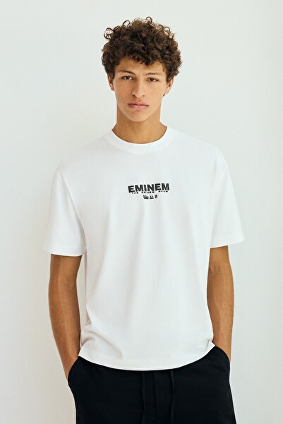 Bershka EMINEM baskılı relaxed fit tişört
