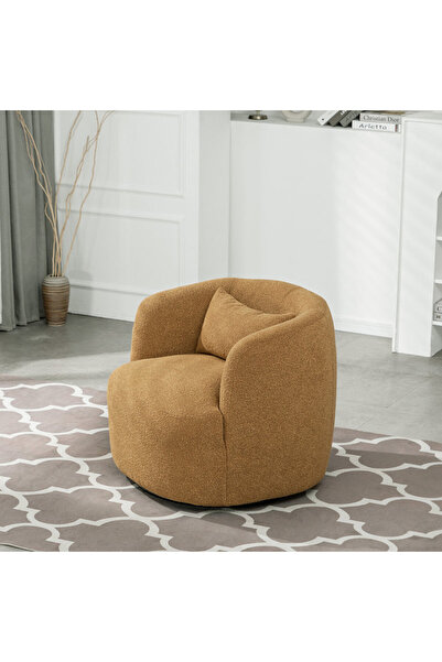 homejoyz كرسي دوار قماش بوكليه وخشب سويدي – سيلين – 80×85×85 سم