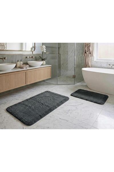 ROYAM Mevsim Home Σετ 2 χαλιών μπάνιου, χαλάκια μπάνιου 100% βαμβακερά με αντ...