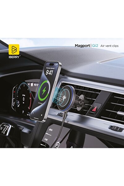 İBERRY MAGPORT MG3 Qİ2 WIRELESS KLİPSLİ TELEFON TUTUCU iPhone 17 dahil tüm magsafe cihazlarla tam uyumlu. Brands: ibBerry