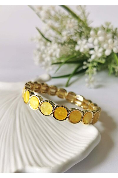 Halley Concept Round stone steel elastic bracelet - yellow