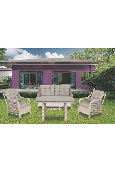 KalyonHome Gardeniza Sorrento Rattan 2+1+1 Bahçe Balkon Premium Oturma Grubu ...