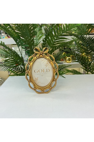 goldhomedesign Fiyonk Detaylı Oval Fotoğraf Çerçevesi 13x18 cm