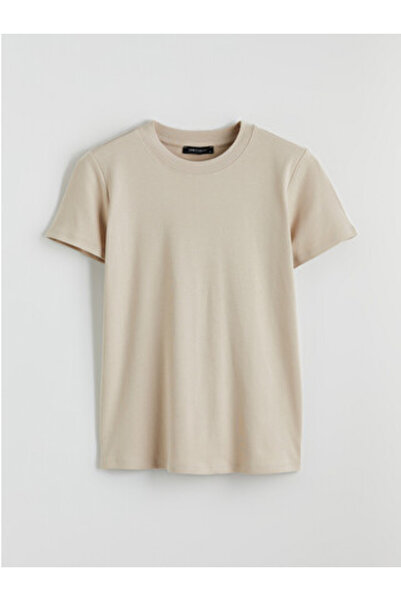 LC Waikiki New Season Beige Crew Neck Women's T-Shirt