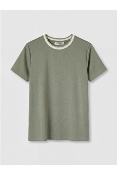 LC Waikiki تي شيرت نسائي من Green Crew Neck ذو ملمس ناعم من الموسم الجديد