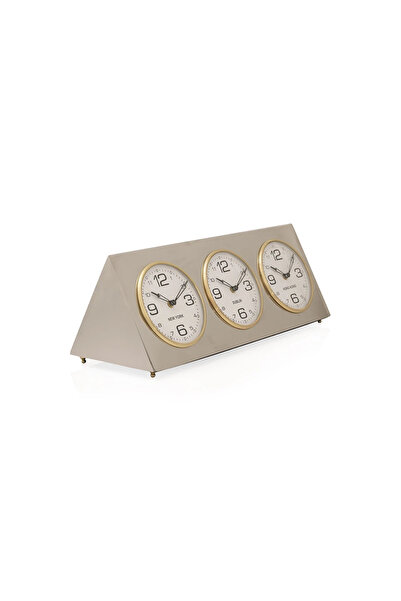 Midas Furniture ساعة طاولة معدنية 53×20×17 سم فضية