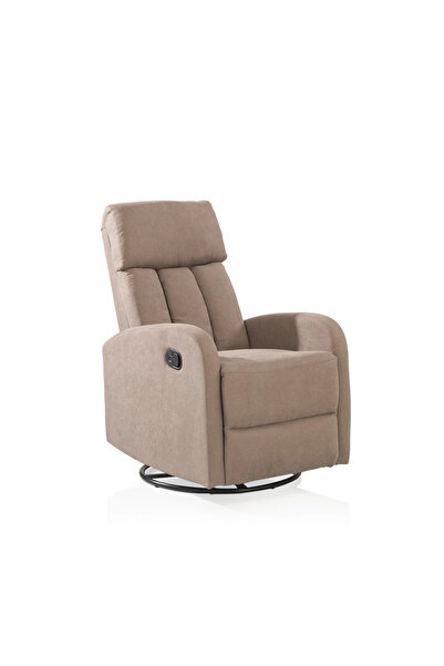 Midas Furniture كرسي استرخاء دوار من الكتان مقاس 66×94×102 سم باللون البني