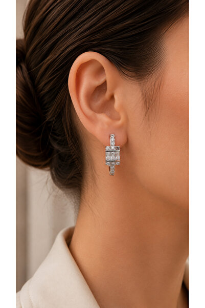 charmove ile kendinizi şımartın Xuping silver color baguette stone hoop model...