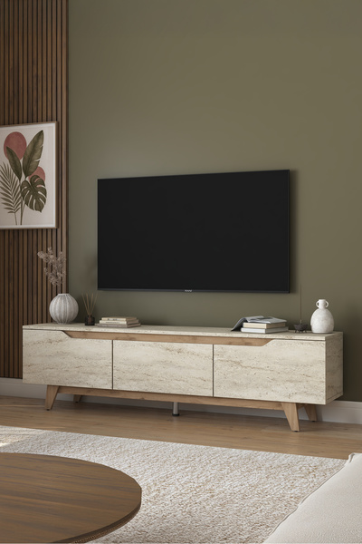 Rani Mobilya Rani AA168 Tv Ünitesi Modern Ayaklı Tv Sehpası Traverten - Sepet...