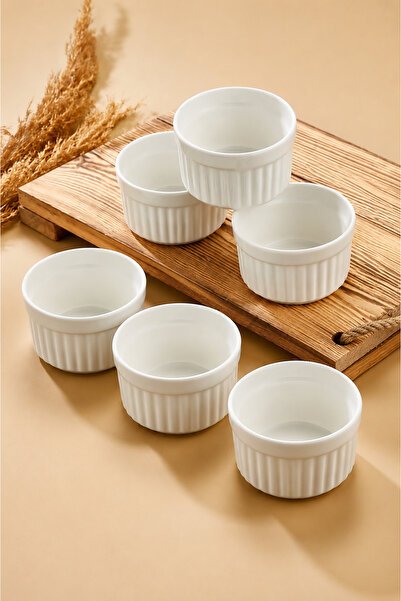 Karçiçeği Home 6'lı Porselen Sufle Kasesi Beyaz | Fırına Dayanıklı Ramekin Se...