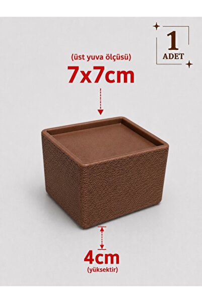 Printorium Mobilya Ayak Yükseltici 1 Adet Kare Ayak Uyumlu 5x5 cm 7x7 cm Kolt...