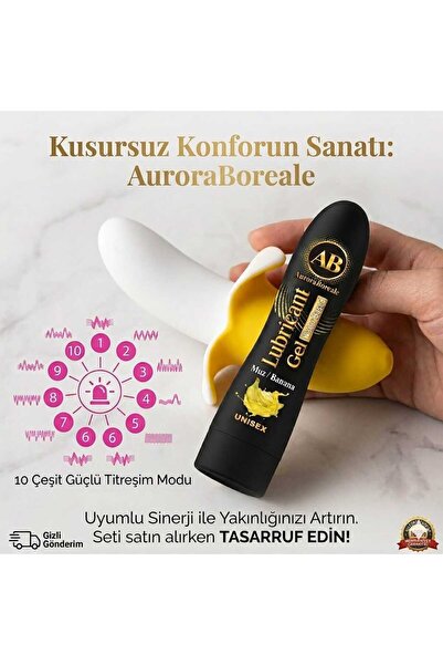 AuroraBoreale Premium Muzlu Kayganlaştırıcı Jel 10 Modlu Muz Tasarımlı Masaj ...