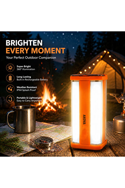 Akova 360° Ultra Bright Illumination | Built-In Solar Panel | Adjustable Brig...