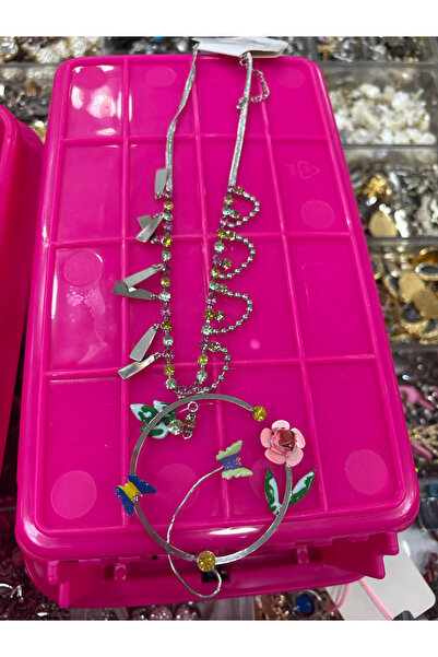 ELUNE İSTANBUL Milano Butterfly and Rose Figured Long Necklace with Colorful ...