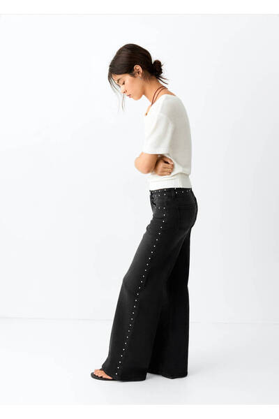 Mango Teen Düşük bel wide leg jean pantolon