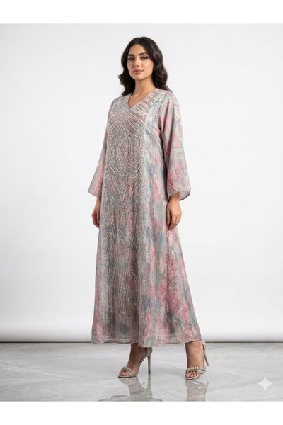 DAY BY DAY Luxury Full Embroidered Crystal Pearls Sequins Worked Jalabiya