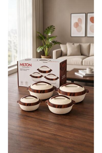 Milton Luxury Wooden Design Set of 4 Stainless Steel Inner Hot Pot Set (500ml...