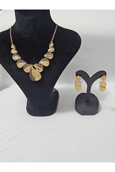Symrna 24K ALTIN KAPLAMA KOLYE KÜPE SETİ