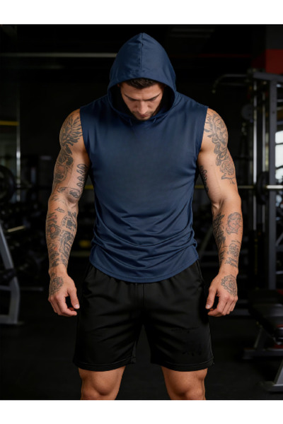 CAZZ SPORTS Kapşonlu Fitness Atleti -GYM Fitness Tank Top -Boks Antrenman Kap...
