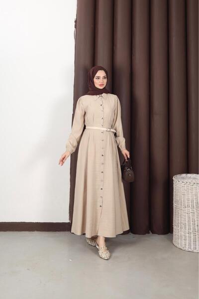 butik hira Düğmeli Modal Kumaş Tesettür Elbise