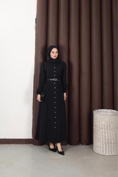 butik hira Φόρεμα χιτζάμπ από ύφασμα Modal με κουμπιά