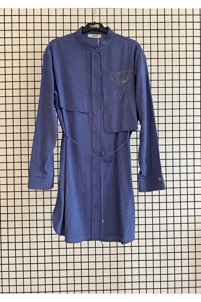 Armine Trend Rayon Kumaş Aller li Bağcıklı Çiçek Detaylı TAM KALIP Yazlık Tunik