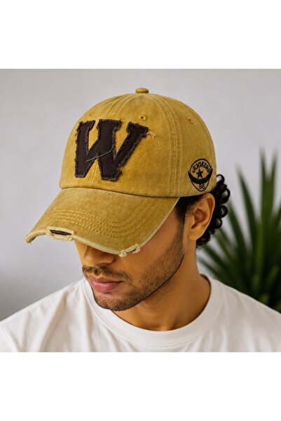 Serbest Vintage Yıkamalı W Nakışlı Unisex Şapka Ayarlanabilir Baseball Cap