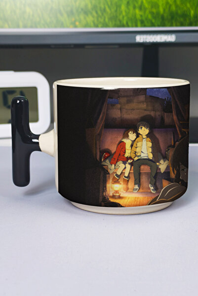 ZipZap Erased Anime Printed Ceramic Luxury Mug (1 Piece) T-Shaped Special Bla...
