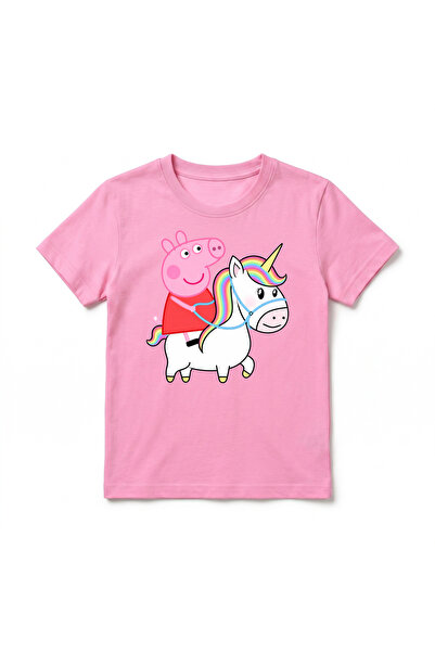 URBANTRENDSTORE Unisex dečija biciklistička majica sa temom Peppa Pig, okrugl...