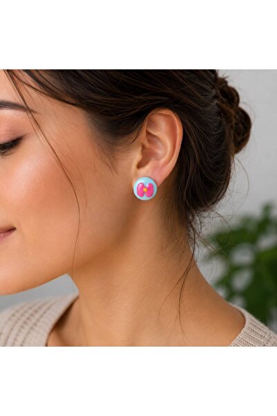 Accessories Hei Blue Pink Bow Detailed Cute Daily Use Women's Earrings