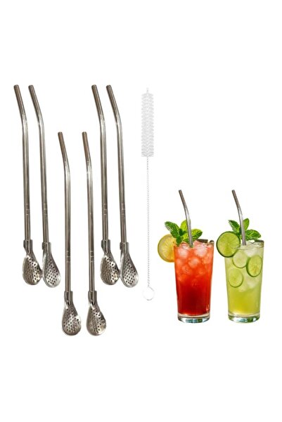 SOBHYS Premium Stainless Steel Spoon Straws Set, 304 Grade Steel, 21.5 cm, Ru...