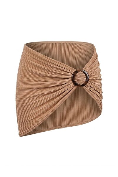 AQUELLA Textured Mink Skirt with Buckle