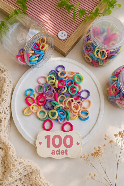 Nisankids Комплект от 100 броя цветни мини ластици за коса – безшевни, меки, ...