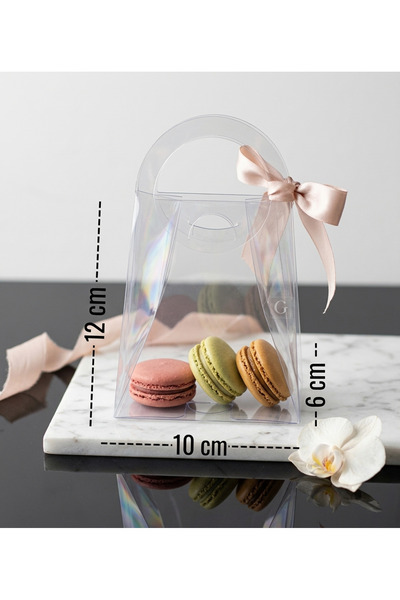 Asetat Şeffaf çanta 12*10*6cm (10 adet) Düğün-Nişan-Nikah şekeri-Sünnet-Mevlit kullanıma uygundur.