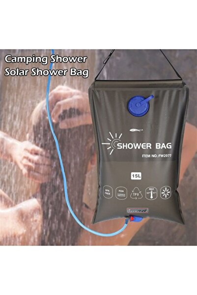 Geneic Portable Solar Camping Shower Bag 15L with Hose, Shower Head and Therm...