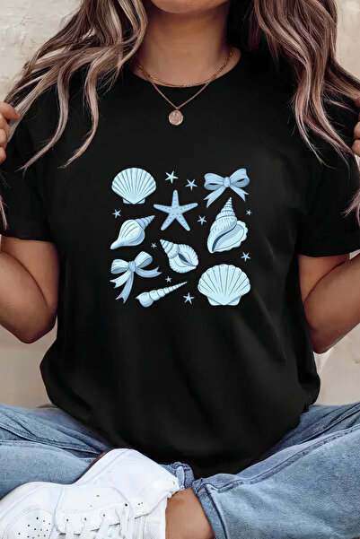 Sarah's Boutique Women's T-shirt – 100% cotton – Blue Shells