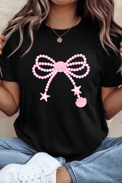 Sarah's Boutique Women's T-shirt – 100% cotton – Pearl Bow