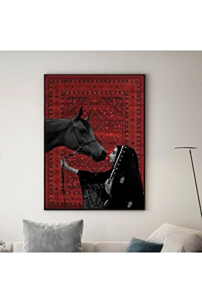 Afkar modern لوحة جدارية فنية للمرأة العربية والخيل - تصميم مودرن مستوحى من ا...