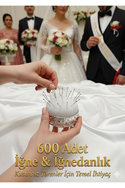 Gül İpek Moda Toplu İğne Gümüş Başlı Nişan Düğün Nikah Takı Töreni 600 adet İ...