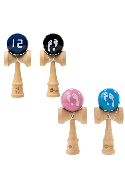 Zenorius Kendama din Lemn 18.5cm, Minge Lucioasă, Ștanțată și Gravată, Diferi...