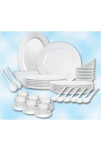 Zinora 56 Pcs Opal ware Dinner set 8 Dinner plate 8 Dessert plate 8 Soup plat...