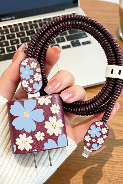 WANNA PROTECT iPhone 18W/20W/25W Deri Görünümlü Şarj Aleti Koruyucu Şarj Kabl...