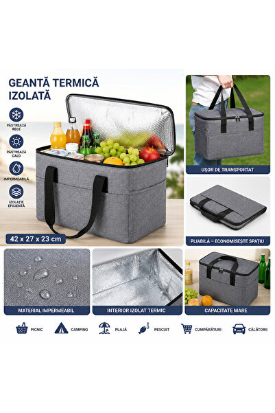Zenorius Geantă Termică Izolată Pentru Picnic și Cumpărături – Impermeabilă, ...