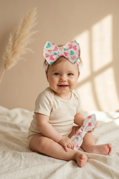 Babydonat Phoebe Baby and Child Cotton Bow and Knot Hair Band 2-Piece Combina...