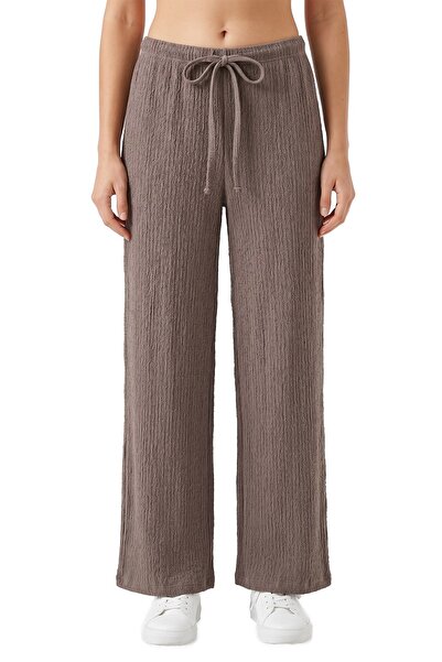 Cottonhill Premium - Tide Collection |   Mink Lace-Up Wrinkled Textured Wide-...