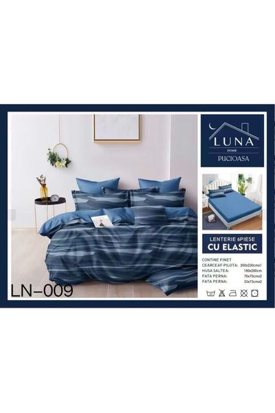 Pucioasa Finet type Duvet Cover Set 6 pieces, marine print, double bed, 2 people