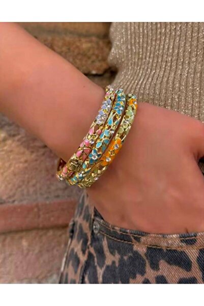 perry accessories 3 Pieces of Stone-Encrusted Enamel Bracelets, a Must-Have f...