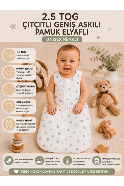 BEGİ 2.5 Tog Fiber Bag with Straps and Snap Fasteners Sleeping Bag 100% Cotton