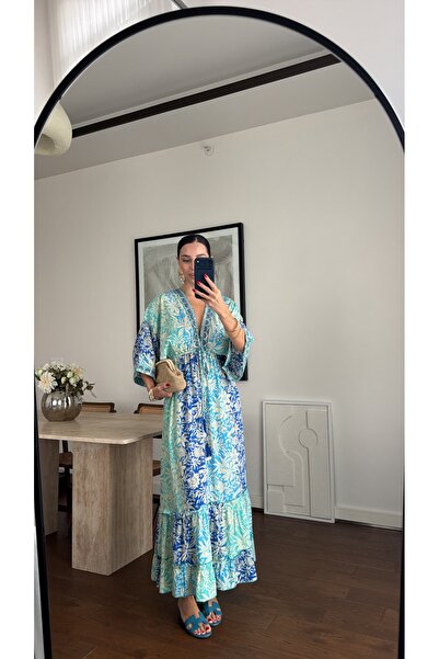 sinemkivanc co V YAKA DESENLİ ELBİSE